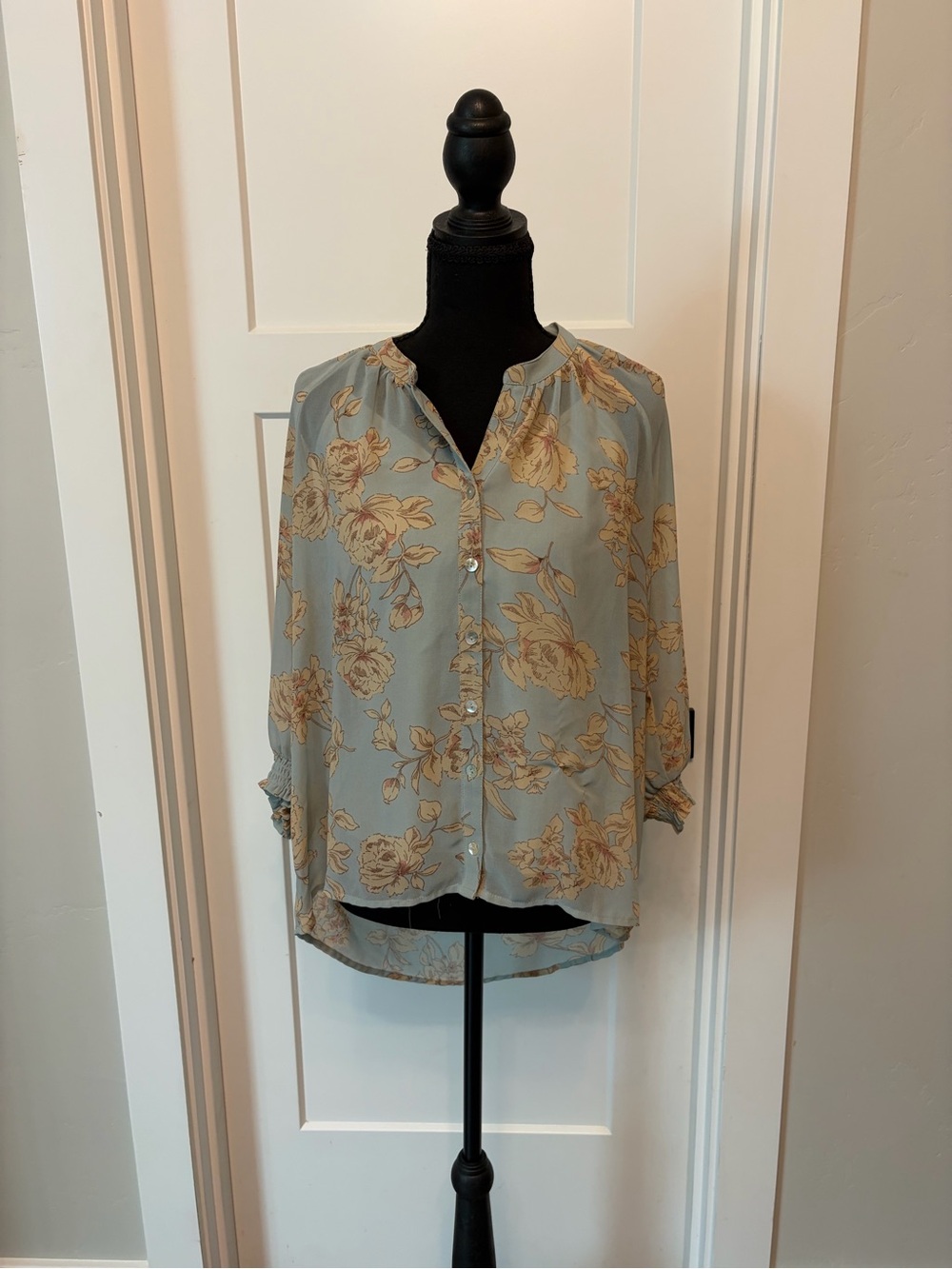 lovestitch Pale Blue Floral Button-Down Blouse